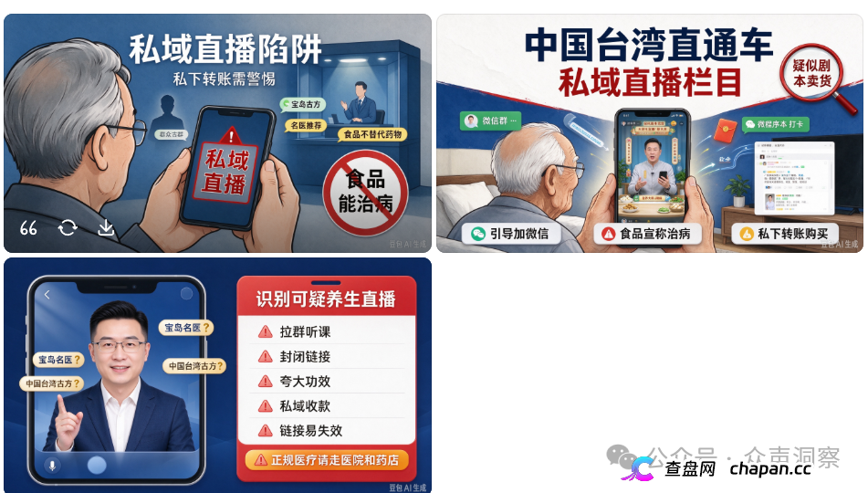 警惕私域直播 “台湾直通车” 栏目！假借宝岛名医之名，专门忽悠中老年人